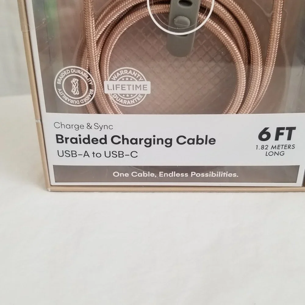 Artikl Charge & Sync Braided Charging Cable 6f USB-A to UBC-C 3X Color Peach